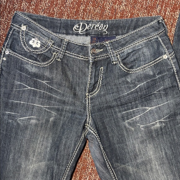 Dereon vintage dark wash jeans mid rise y2k style denim women’s 7/8 - Picture 4 of 15